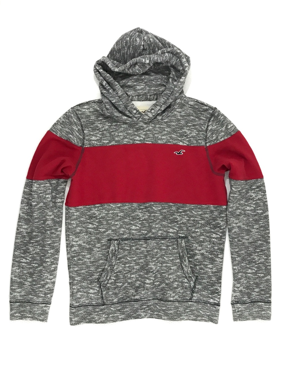 Vintage Y2K Hollister Hoodie Men’s L Grey Red Colourblock Pacific Merchants Tag - Picture 10 of 13